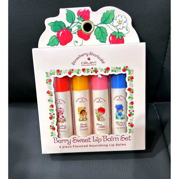 Strawberry Shortcake Celavi Berry Sweet Flavored Lip Balm Set of 4 New Gift - Picture 1 of 3